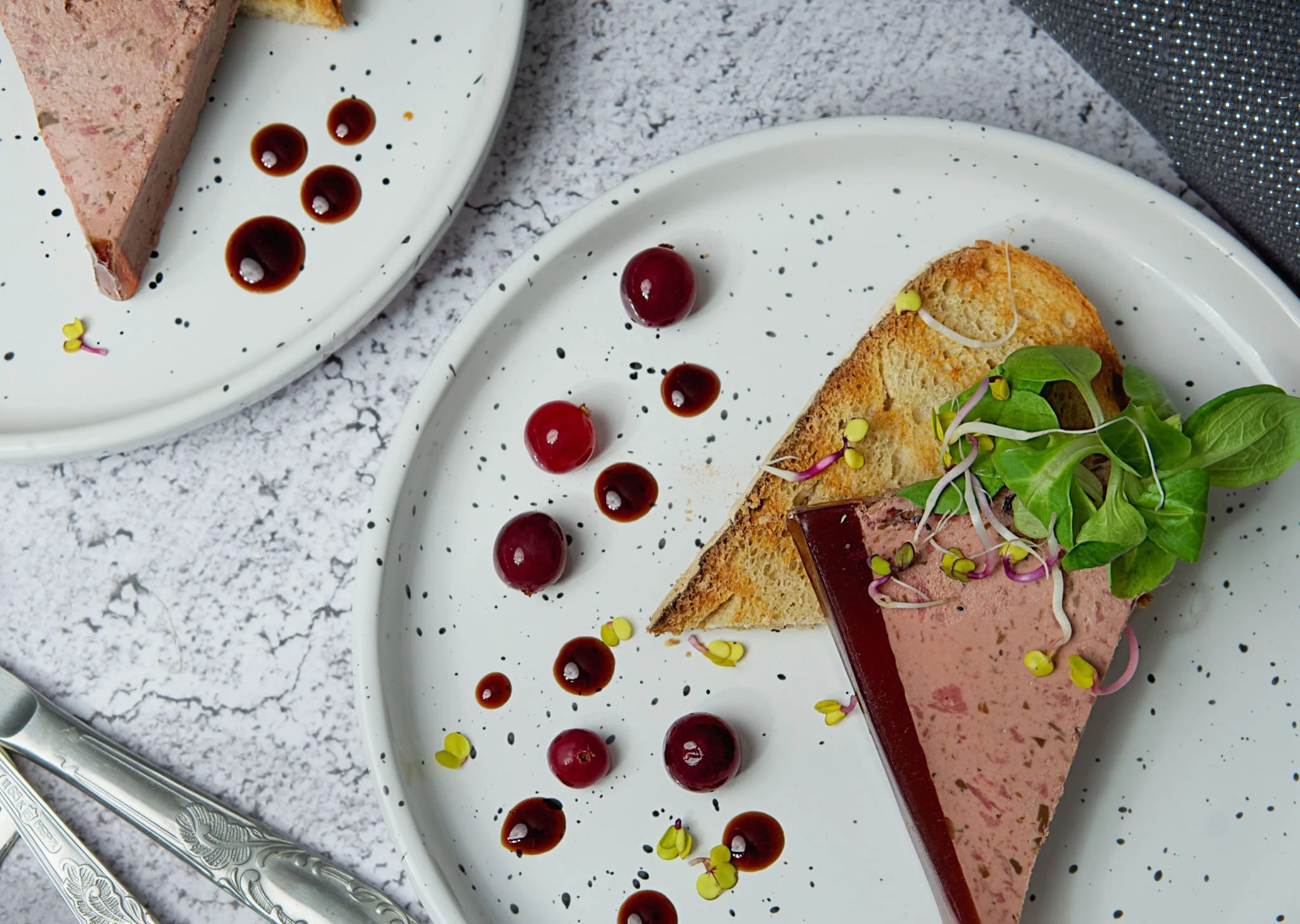 A plated foie gras terrine, a signature Rougié product
